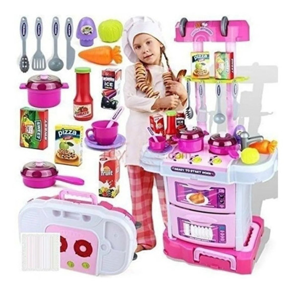 Cocina Infantil+sonido+luz+43 Accesorios + Valija 0 Cocina Infantil+sonido+luz+43 Accesorios + Valija 0