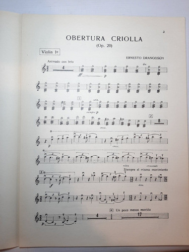 Antigua Partitura Obertura Criolla Ernesto Drangosch Ro 1099 1