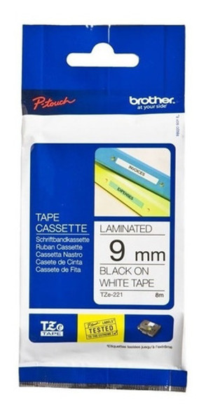 Cinta Brother Para Rotuladoras Tze-221 Negro Fondo Blanco 0