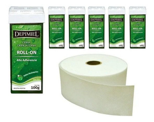 Kit 6 Roll On Aloe Depimiel + Bandas En Rollo X 50 Mts 0