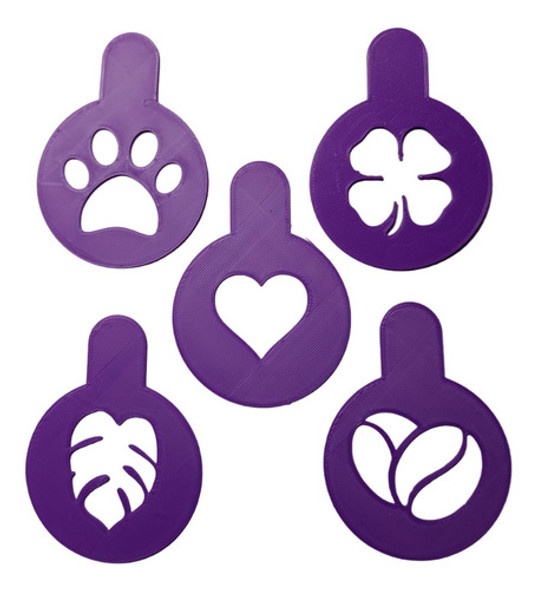 Stencil Kit X 5 Huella Corazón Hoja Trébol Café 0