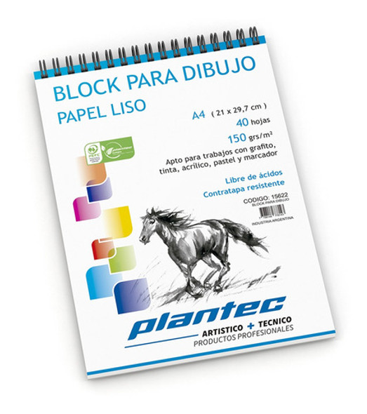 Block A4 Liso Anillado Superior 150grs. X40 Hojas Plantec 0