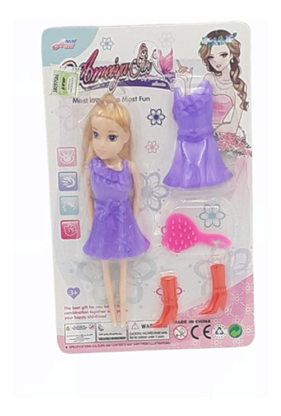 Muñeca Juguete Con Vestido Intercambiable Calzado Y Peine 0 Muñeca Juguete Con Vestido Intercambiable Calzado Y Peine 0