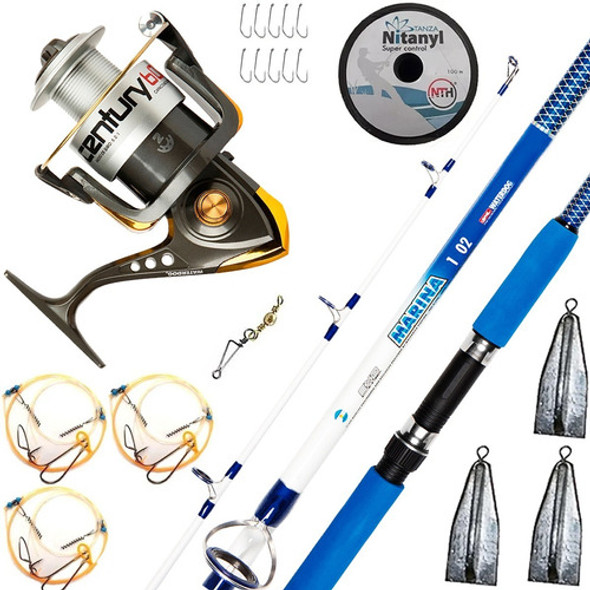 Combo Pesca Waterdog Caña 2,40 2tr Reel Tanza Linea Plomo 0