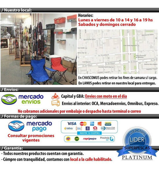 Combo Pesca Waterdog Caña 2,40 2tr Reel Tanza Linea Plomo 1