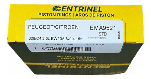 Aros De Rectificación Peugeot 307 2.0 Nafta De 16 Válv. Ew10 0