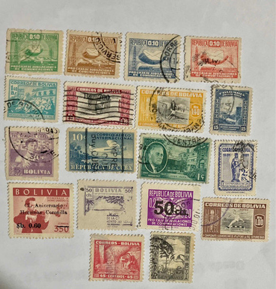 Sello Correo Antiguo Bolivia 18 Estampillas Bolivianas Véala 0