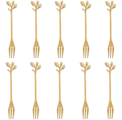 Ansaw Juego De 10 Tenedores De Postre De Hojas 0