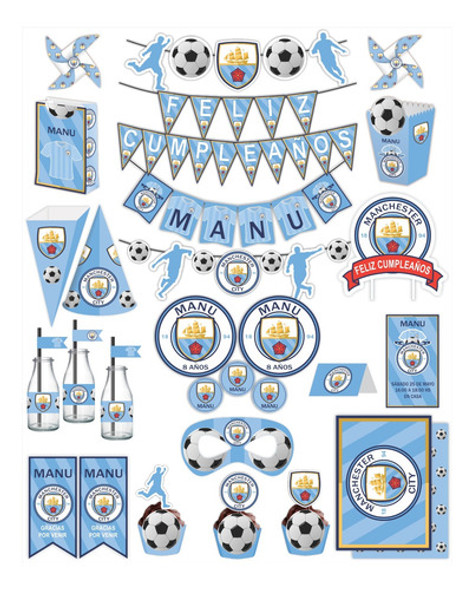 Manchester City Decoración Imprimible Para Hoja A4 0