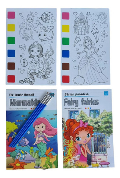 Librito Infantiles Pintar Colorear +acuarela +pincel X4 Uni 1 Librito Infantiles Pintar Colorear +acuarela +pincel X4 Uni 1