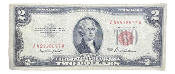 Billete 2 Dólares Estados Unidos 1953 A Pick 380a Sello Rojo 0 Billete 2 Dólares Estados Unidos 1953 A Pick 380a Sello Rojo 0