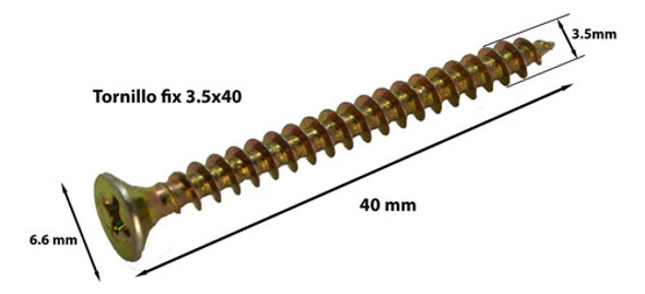 Tornillo Fix 3.5x40 Dorado (zincado Amarillo) X 1000u 1 Tornillo Fix 3.5x40 Dorado (zincado Amarillo) X 1000u 1