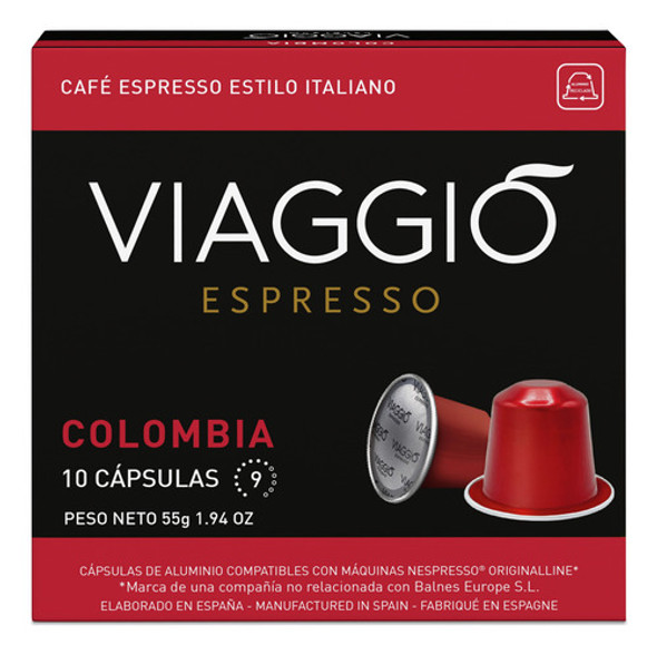 Capsulas Viaggio Espresso Colombia, 10 Capsulas, C/nespress 1