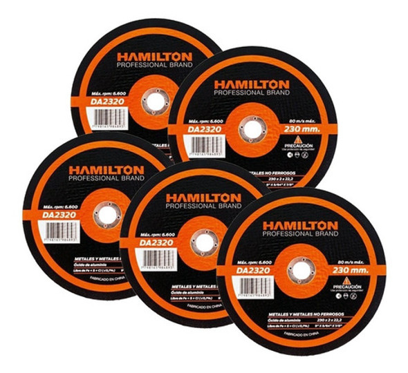 Discos Abrasivos Corte Hamilton Amoladora 230x2mm Pack X 5 0