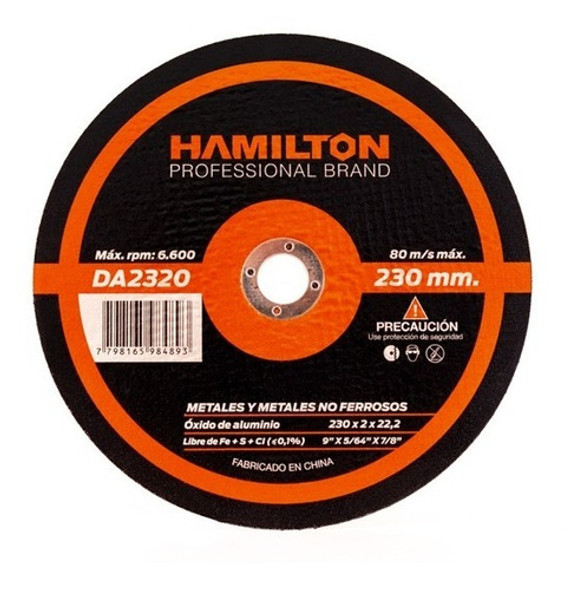 Discos Abrasivos Corte Hamilton Amoladora 230x2mm Pack X 5 1