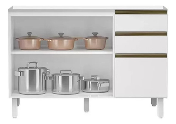 Bajo Mesada 1.20 3 Caj. S/tapa Bl Tok/blanco 1