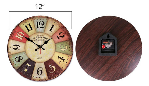 Reloj De Pared Retro De Madera De 12 Pulgadas De La Granja 1 Reloj De Pared Retro De Madera De 12 Pulgadas De La Granja 1