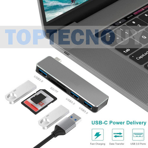 Hub Usb Tipo C 3 Puertos Usb 3.0 3.1+ 2 Lectores De Memorias 1