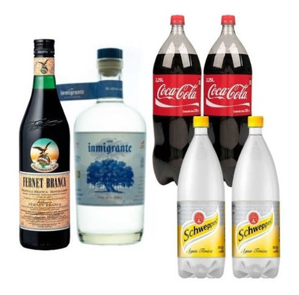 Combo Previa Gin Inmigrante  Fernet 2 Schweppes 2 Coca Colas 0