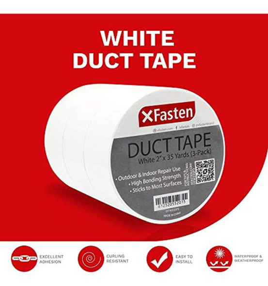 Xfasten Duct Tape White 2inch X 35yards Pack De 3 Yellowing 1