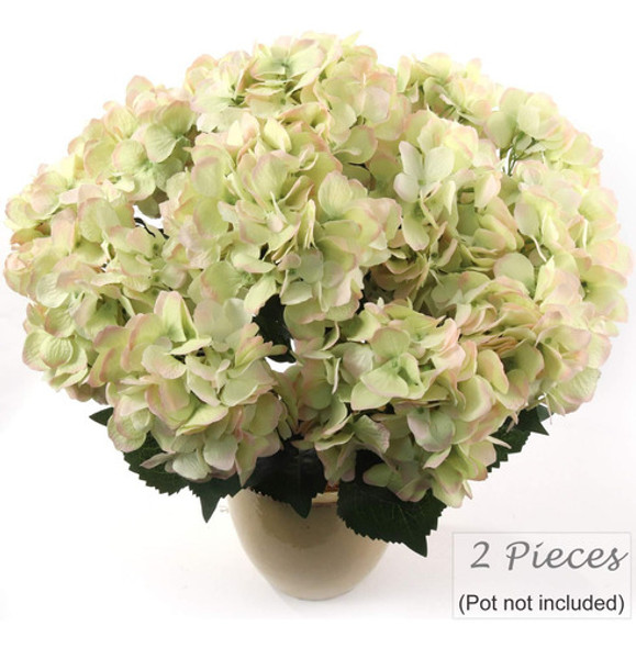 Planta Flores Seda Hortensia, Verde Rosa, Decoración Del Con 1 Planta Flores Seda Hortensia, Verde Rosa, Decoración Del Con 1