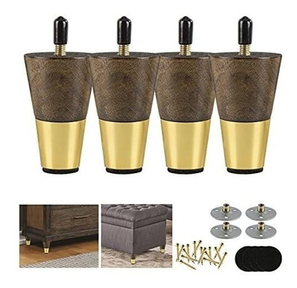 Patas Para Mueble De Madera Con Detalle Dorado (8.4cm, 4p) 0