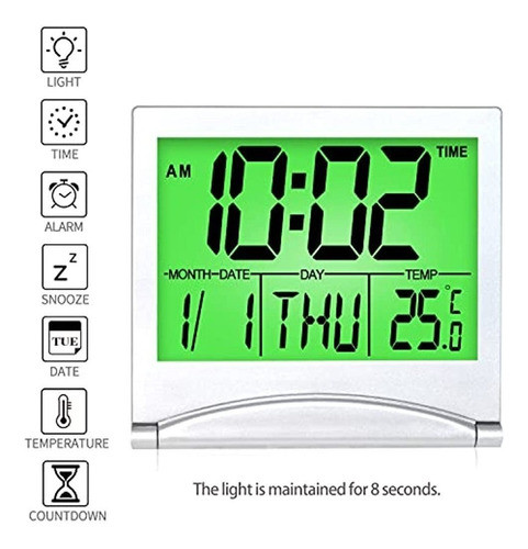 ~?betus Reloj Despertador Digital De Viaje Con Retroiluminac 1