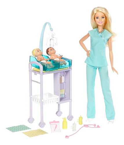 Muñeca Barbie Articulada Medica Pediatra Bebe Recien Nacido 0