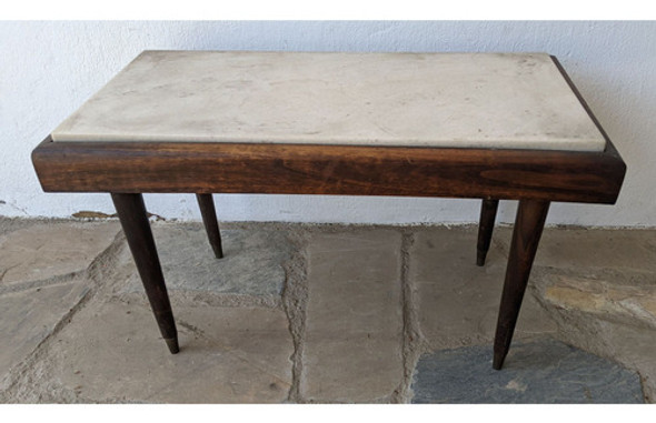 Mesa De Sala Antigua, Estilo Americana, Tapa De Mármol 0