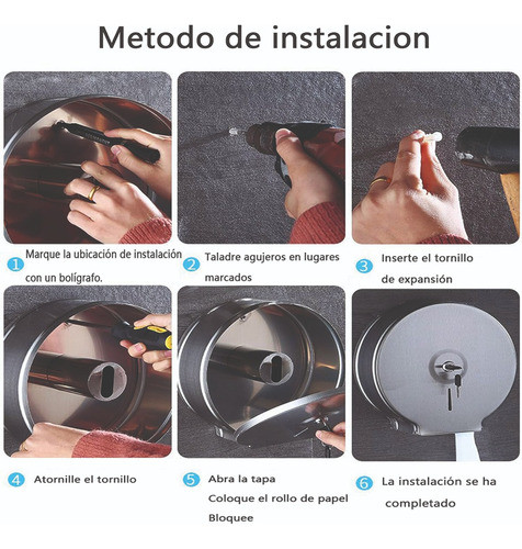 Dispensador Papel Higiénico Metalico Dorado Rollo Hasta 500m 1