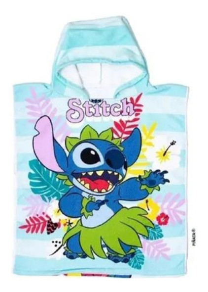 Poncho Piñata Infantil Capucha Personajes Disney Stitch 0