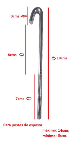 Gancho J Estira Alambre Tejido 5/16 X 17cms Zincado X 50un 1