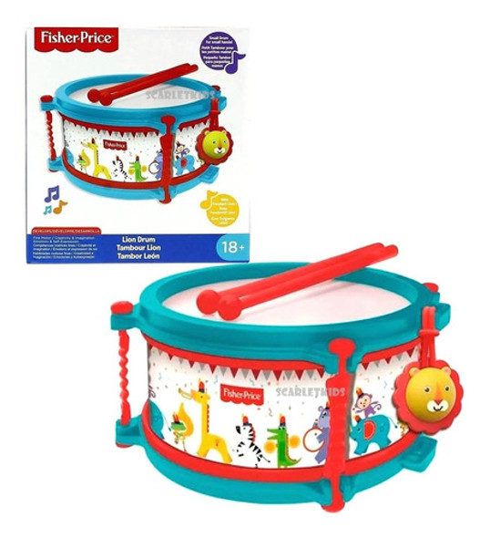 Tambor Musical Leon Fisher Price Para Bebe +18m Scarlet Kids 0 Tambor Musical Leon Fisher Price Para Bebe +18m Scarlet Kids 0