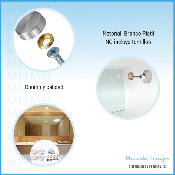 Embellecedor Tapa Tornillo Oculto 14mm Cromado X 12 Unid 1