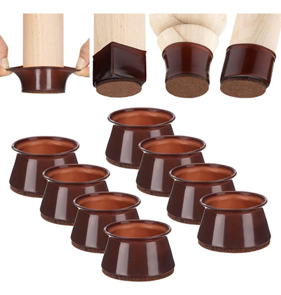 Regatones Para Sillas Silicona, Nogal - X-large - Pack 8u 0