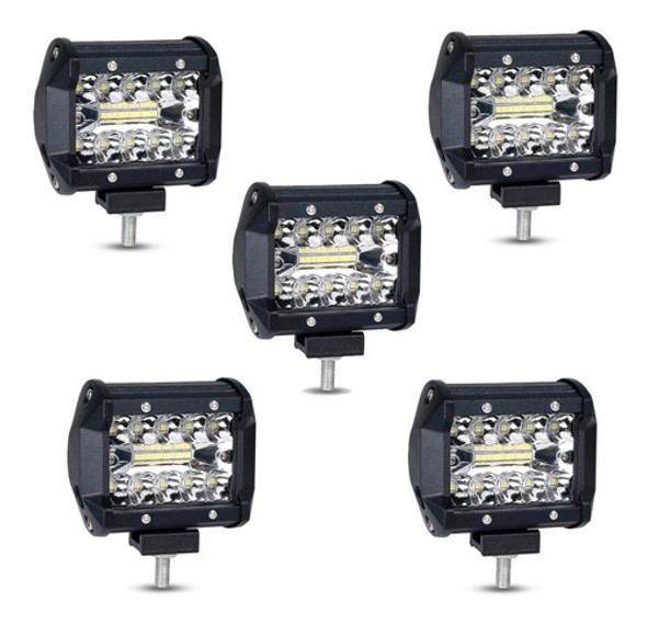 Kit 5 Faros Barra 20 Leds Auxiliar Led Camioneta 4x4 0 Kit 5 Faros Barra 20 Leds Auxiliar Led Camioneta 4x4 0