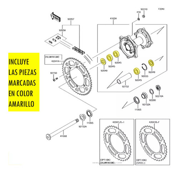 Kit De Rulemanes Y Retenes Rueda Trasera Kawasaki Kx 250 X 1 Kit De Rulemanes Y Retenes Rueda Trasera Kawasaki Kx 250 X 1