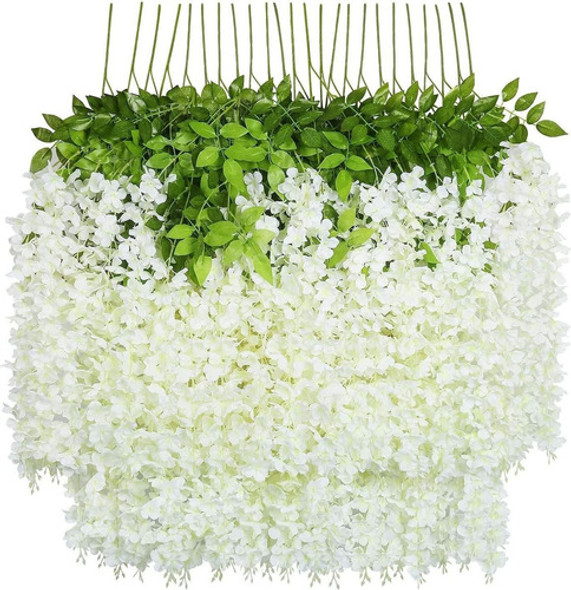 6 Guirnaldas De Flores De Vid Artificiales - Blanco 0 6 Guirnaldas De Flores De Vid Artificiales - Blanco 0