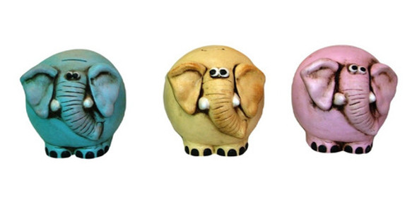 Alcancía  De Cerámica Elefante Con Tapón 0