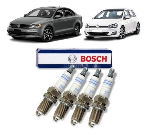 Kit Bujias Vento 11/ - Golf 15/ 2.0 Tsi / Fsi X4 Bosch 0