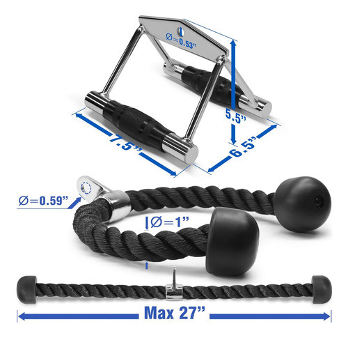 Accesorios Máquina Poleas Gimnasio Mango Doble D Cuerda 1