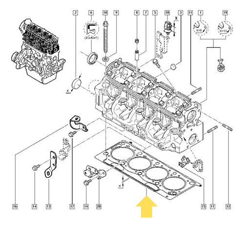 Junta Tapa De Cilindro (1m) Renault Megane Tdi F9q Desde 03 1