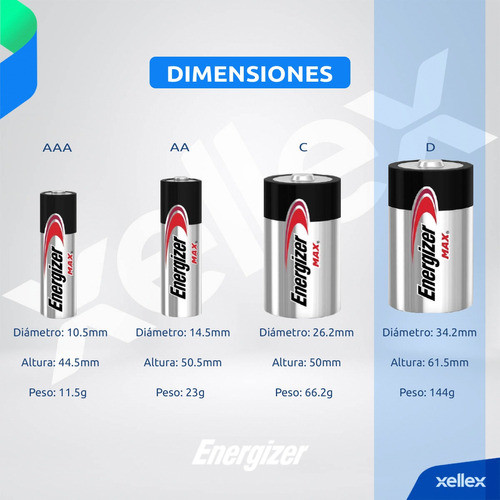 12 X Pilas Alcalinas Grande Tipo D Energizer Max Blister 1
