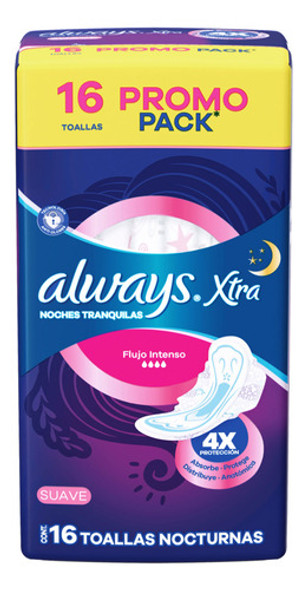 Pack Toallitas Femeninas Always Xtra Nocturna Suave 1