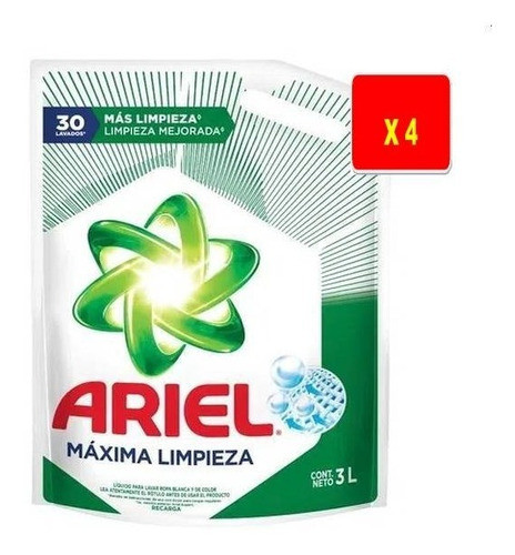Jabón Líquido Nuevo Ariel 3 Litros Repuesto X 4 Unidades 1