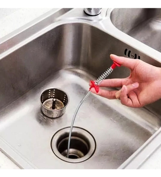 Destapa Caños Cocina Ducha Pelos Desagüe Con Agarre Grasera 1