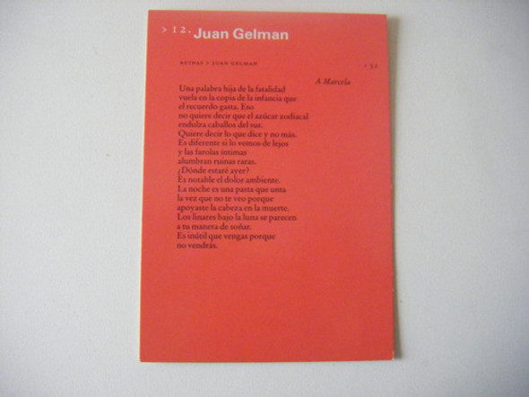 Postal Juan Gelman - Fragmento Ruinas 0