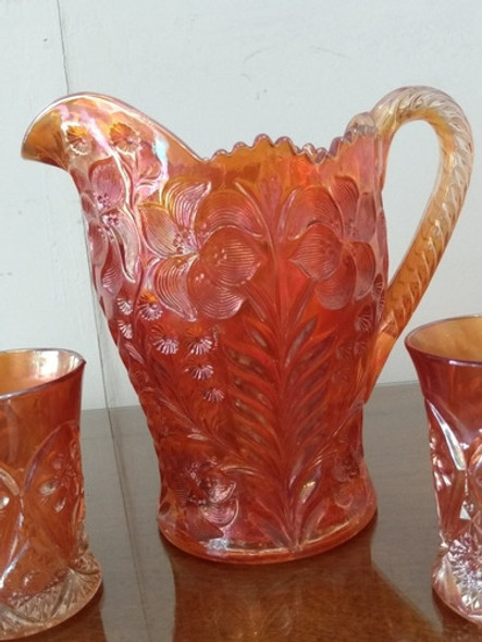 Juego Carnival Glass Jarra Y 6 Vasos 1