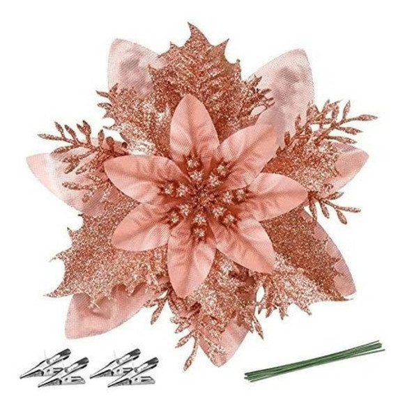 Flores Rosadas Artificiales  Para Navidad  X 12 U, 1 Flores Rosadas Artificiales  Para Navidad  X 12 U, 1