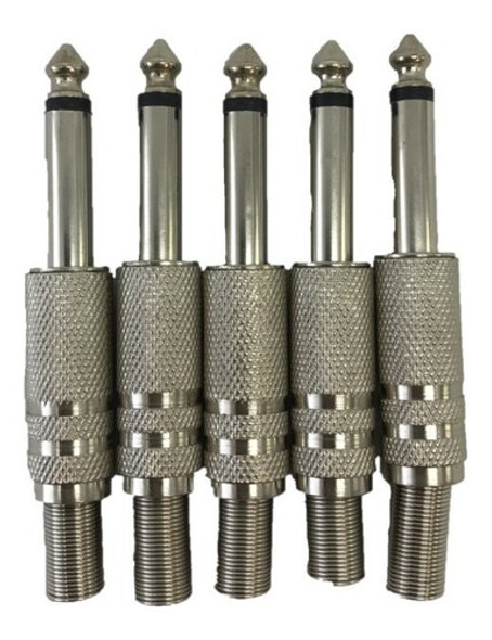 Ficha Plug 6.5 Mm Mono Metalico Audio Pack X 5 0